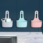 Wall-mounted Hanging Bag Kitchen Sink Sponge Storage Hanging Basket Adjustable Snap Button Type Drain Rack Faucet Storage Basket