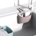 Wall-mounted Hanging Bag Kitchen Sink Sponge Storage Hanging Basket Adjustable Snap Button Type Drain Rack Faucet Storage Basket