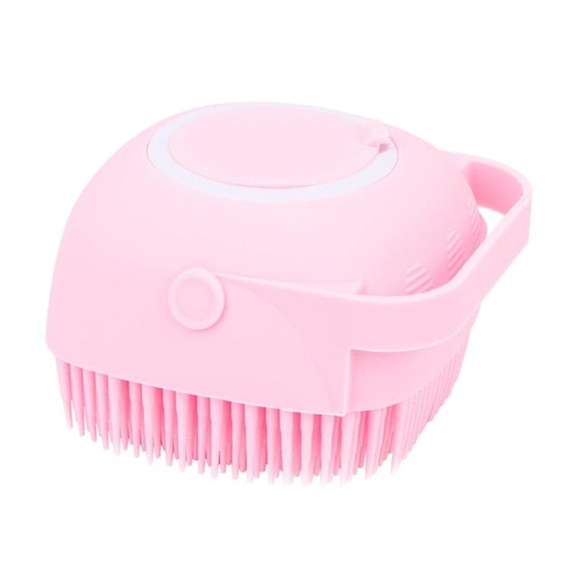 Pet Dog Bath Brush Comb Pet Massage Brush Soft Silicone Dogs Cats Grooming Cmob Dog Pet Supplies Shampoo Container Brush