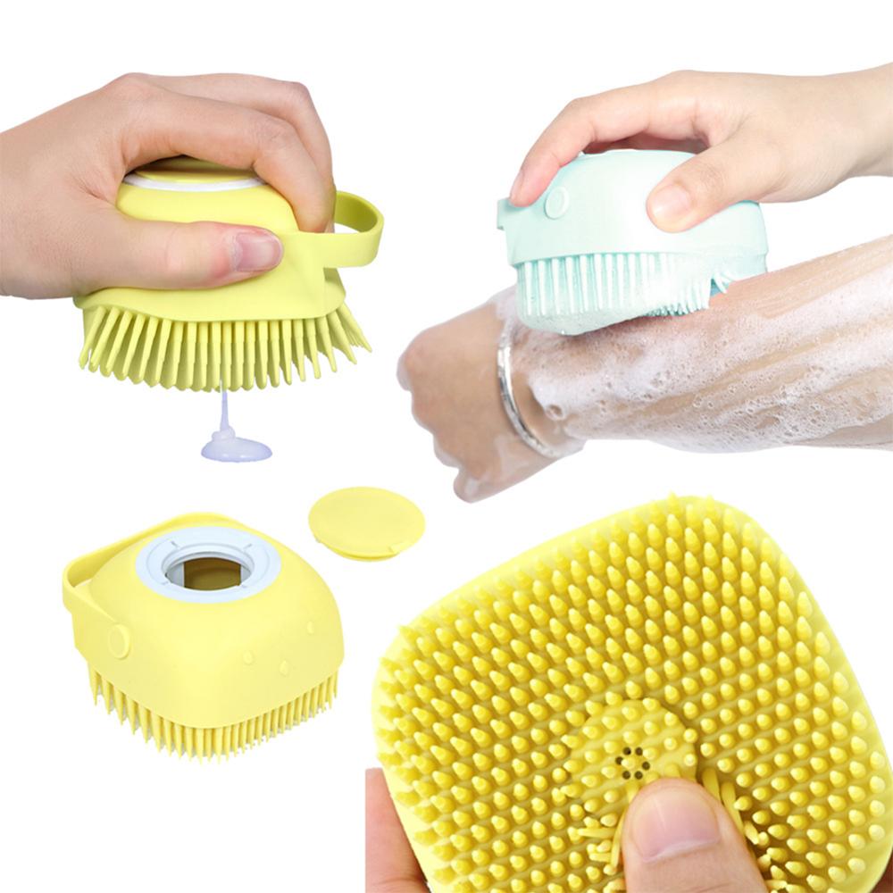 Pet Dog Bath Brush Comb Pet Massage Brush Soft Silicone Dogs Cats Grooming Cmob Dog Pet Supplies Shampoo Container Brush