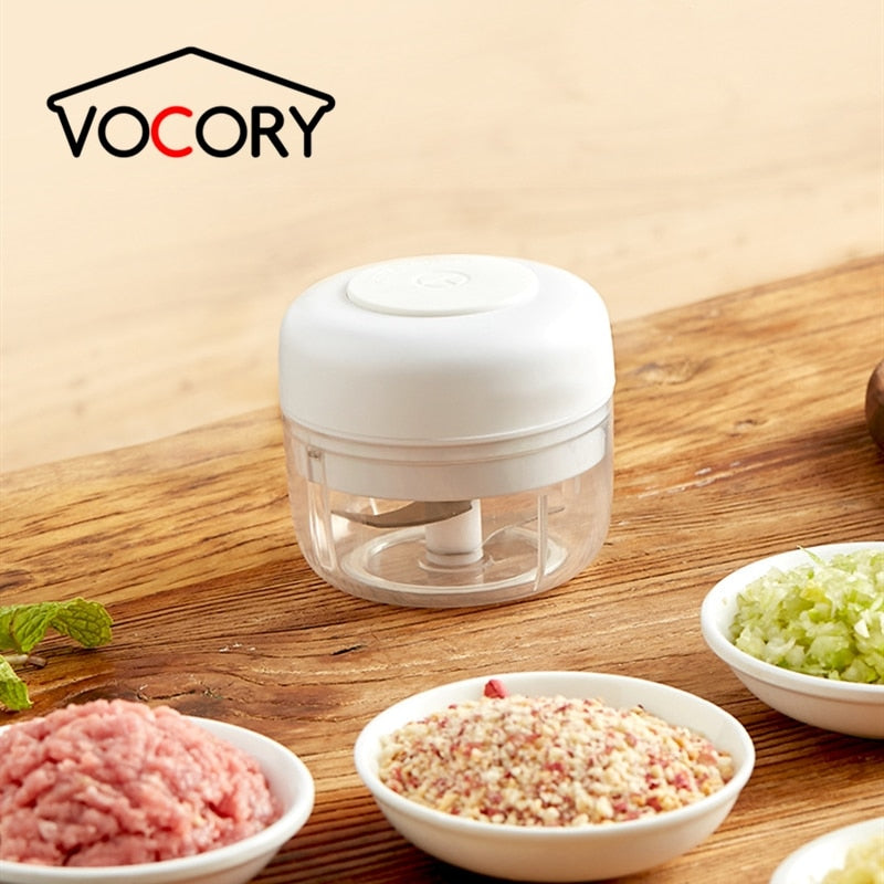 VOCORY Mini Electric Food Garlic Meat Chopper Grinder Crusher Press For Nut Vegetable Fruit USB Charge Onion Multi-function Tool